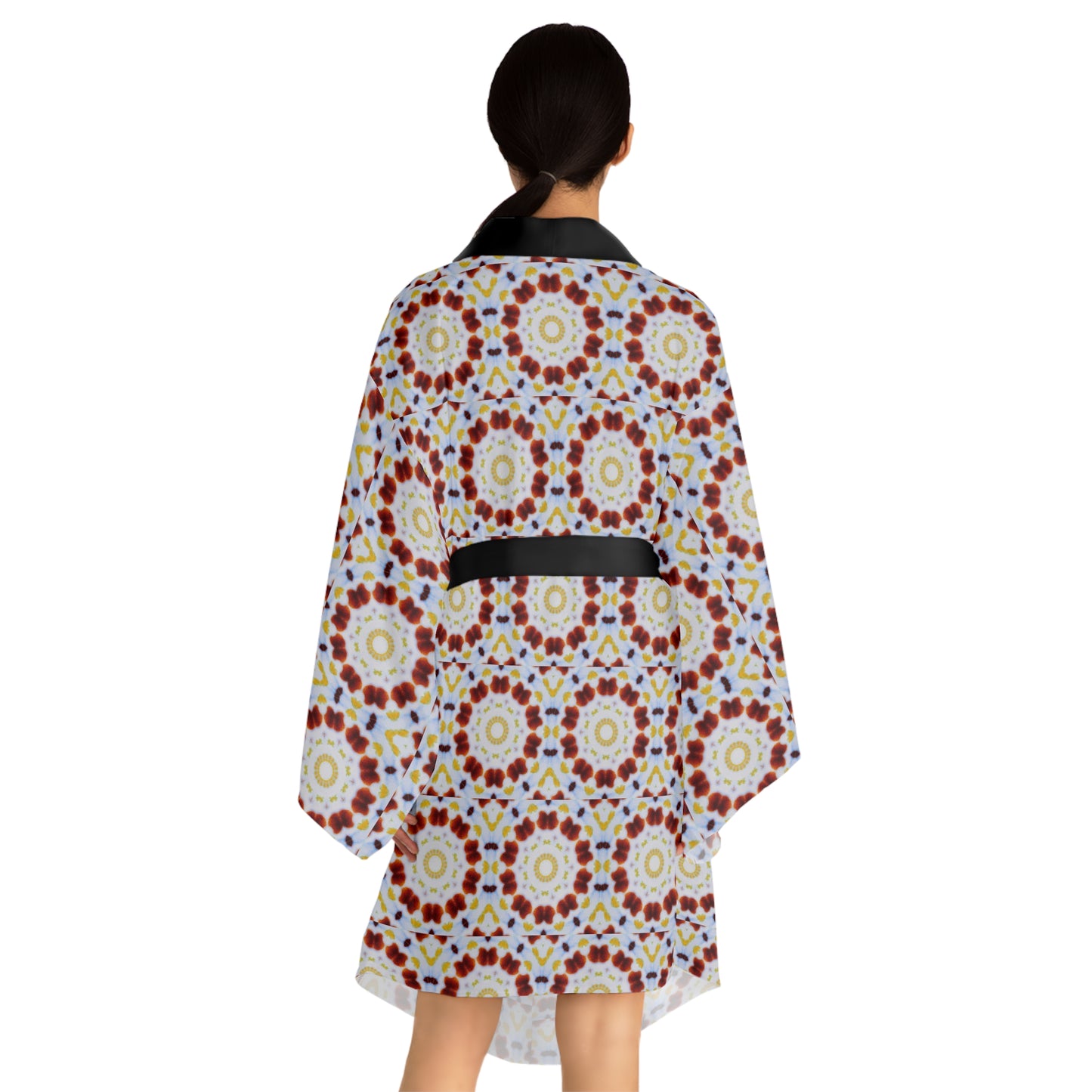 Women’s "MOSAIC" Cymatic Print Long Sleeve Kimono Robe