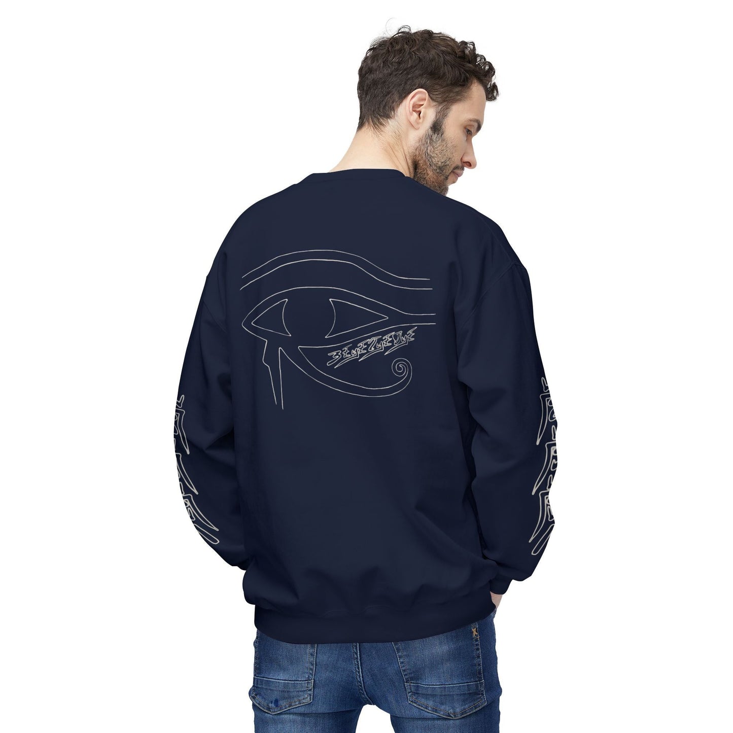 Men's 3ETD Wht Outline Logo Softstyle Flecce Crewneck