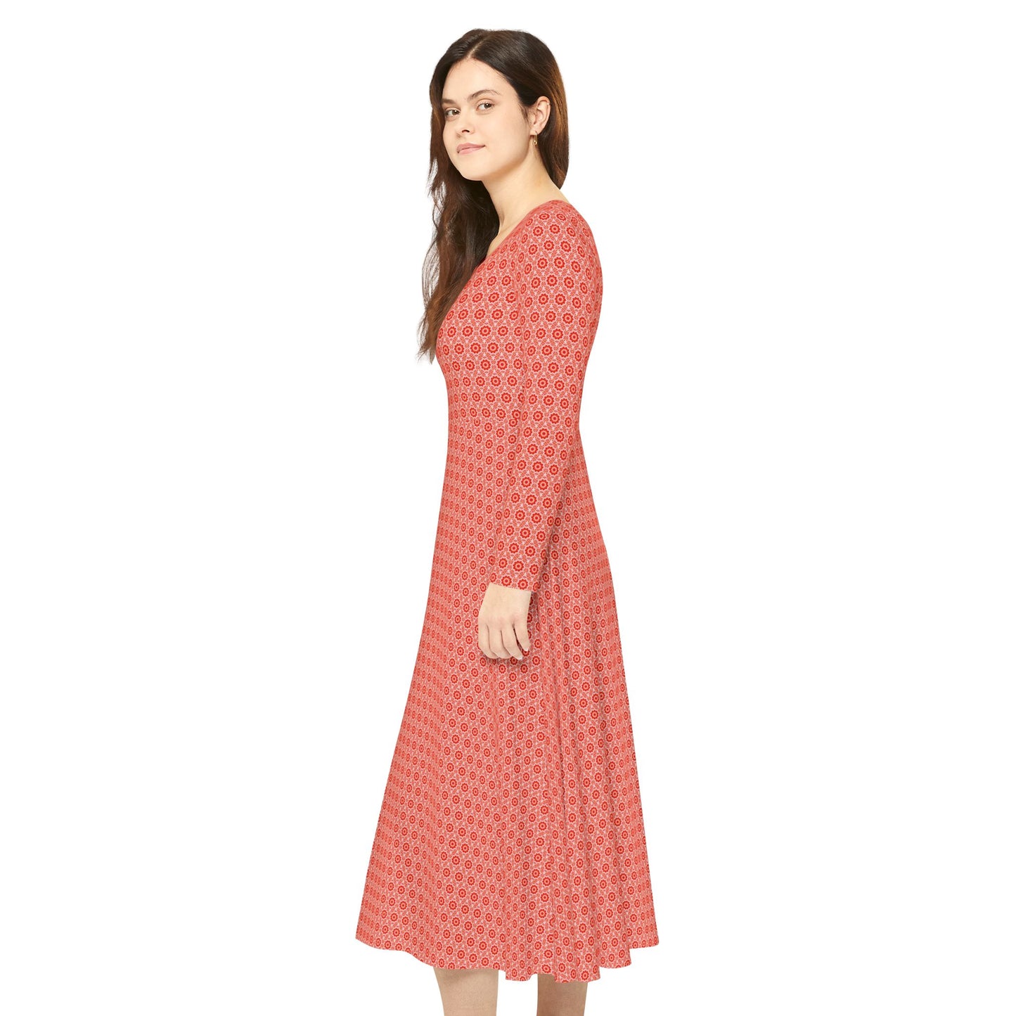 Women's "SACRAL" Cymatic Aop Elegant Long Sleeve Dress