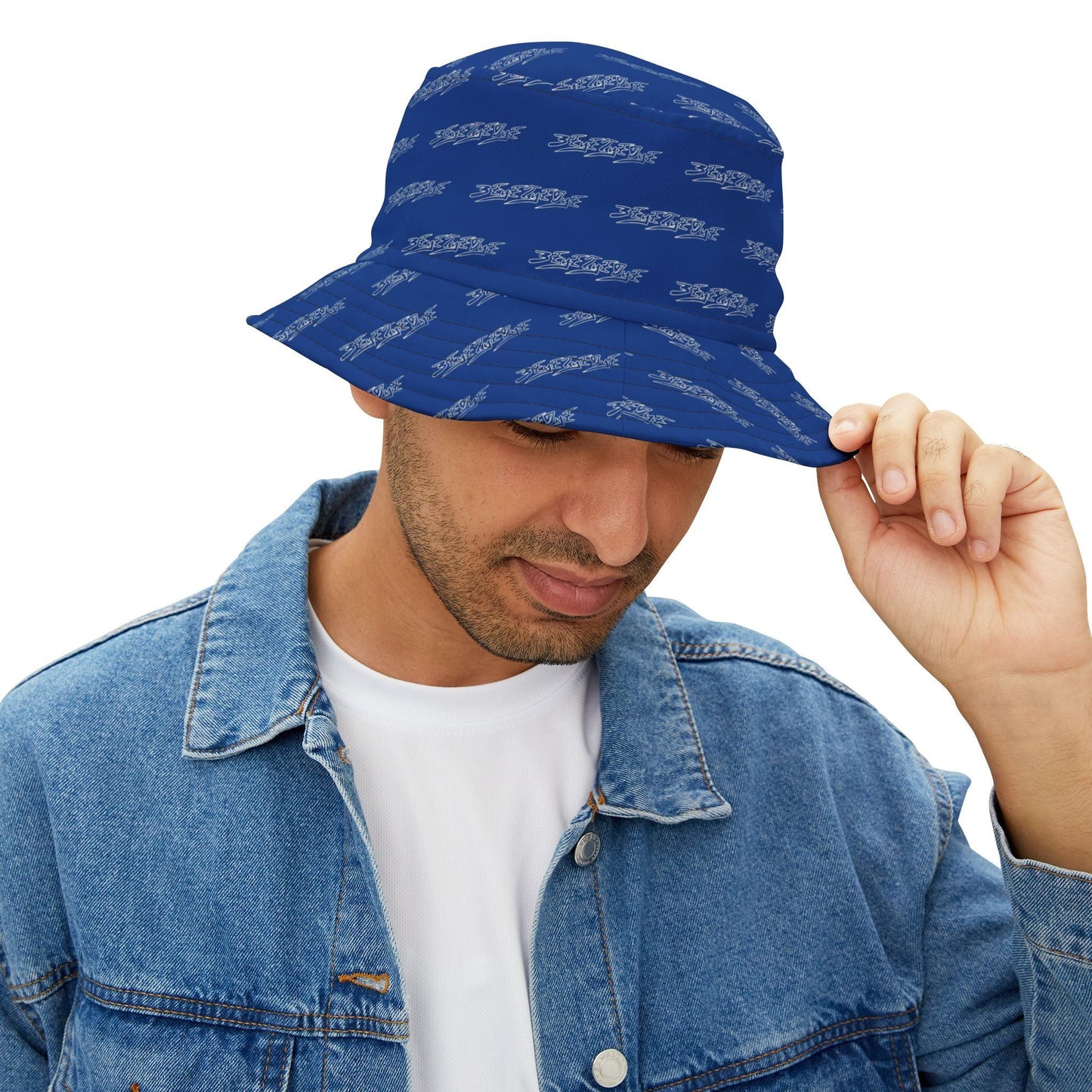 3ETD Wht Outline AOP Bucket Hat (Dark Blue)