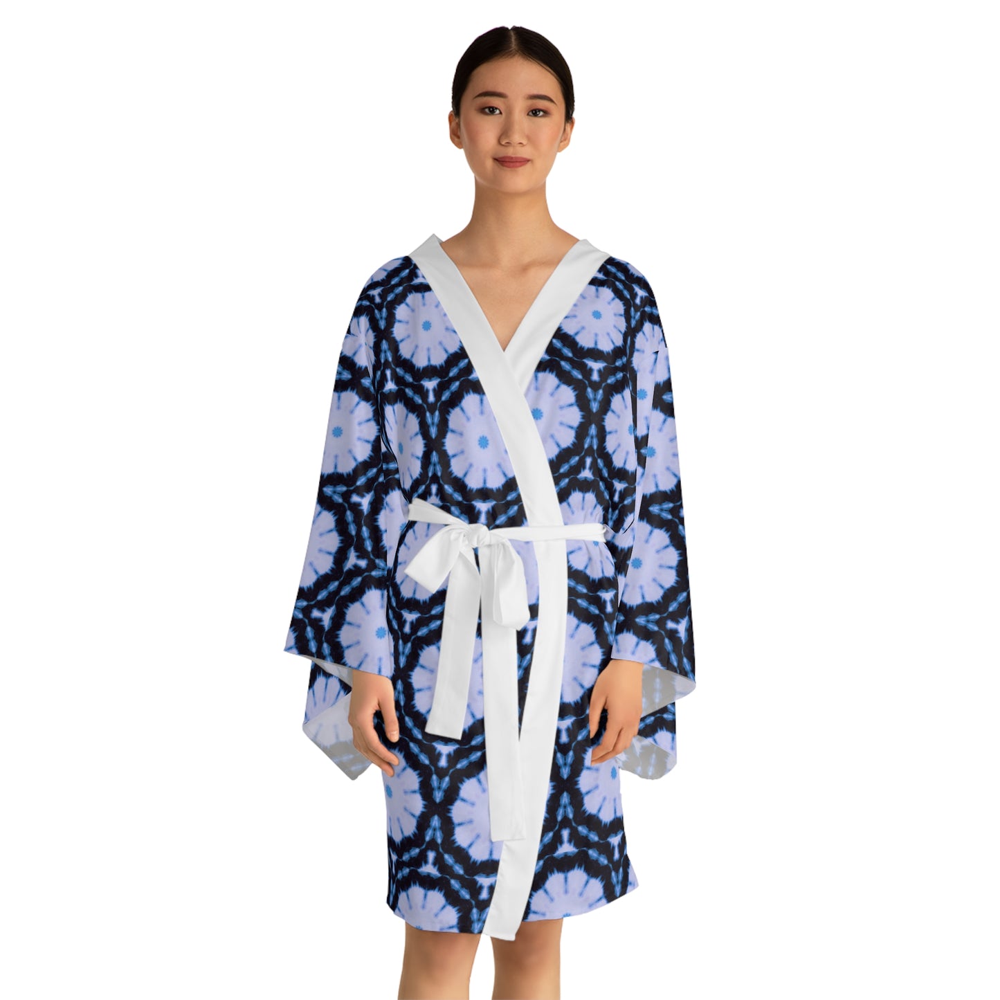 Women’s “SNWFLK” Cymatic Print Long Sleeve Kimono Robe