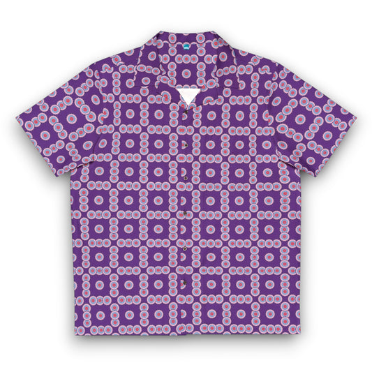 Men's "DECA" Cymatic Check Aop Boxy Shirt (Purple)