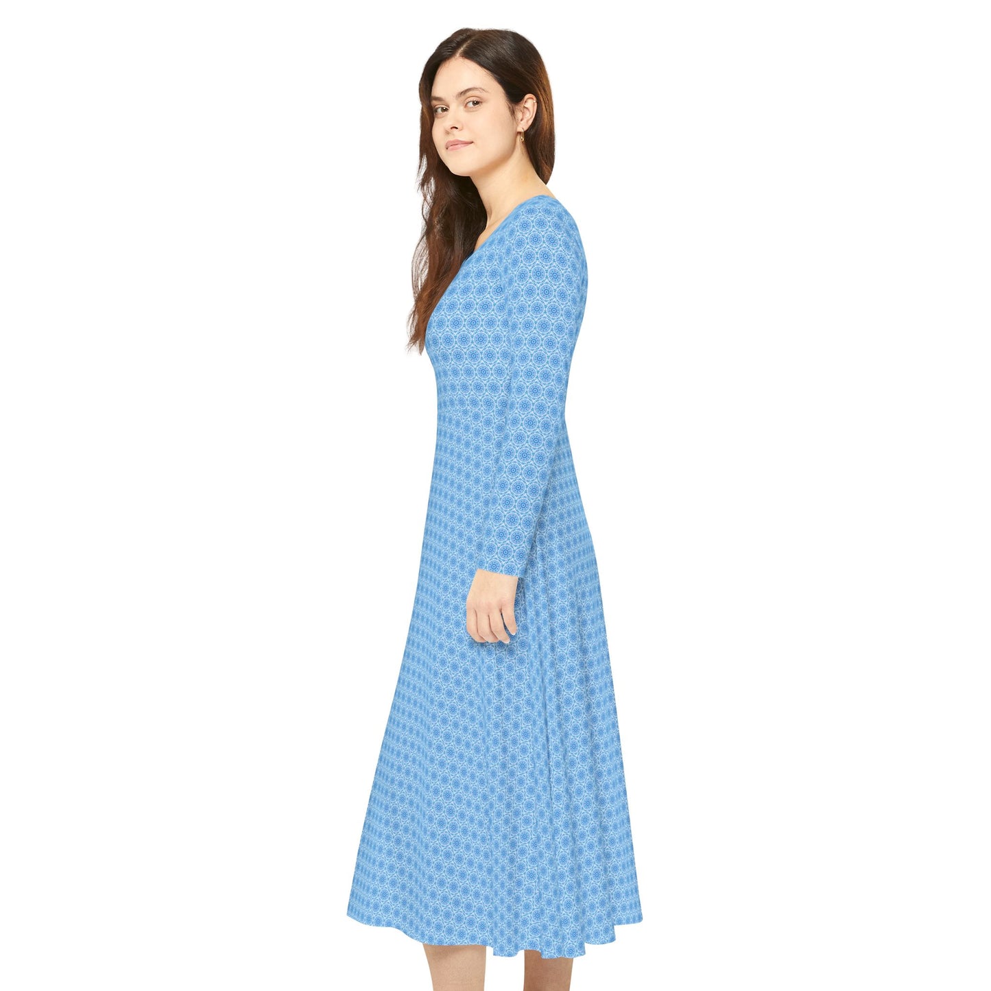 Women's "E-VEIL I" Cymatic Aop Elegant Long Sleeve Dress