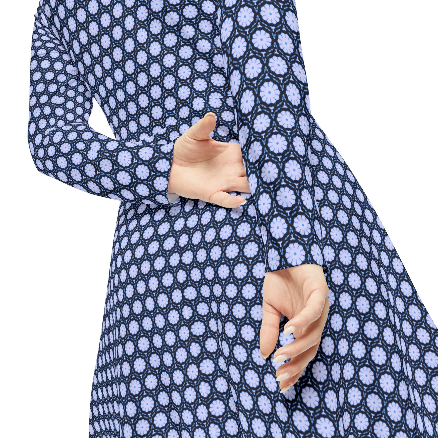 Women's "SNWFLK" Cymatic Aop Elegant Long Sleeve Dress