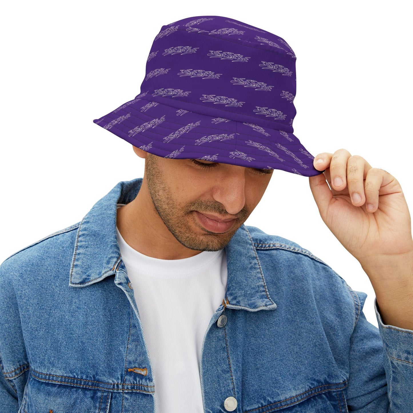 3ETD Wht Outline AOP Bucket Hat (Purple)