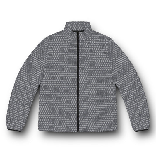 Men's “MAYA” Cymatic AOP Puffer Jacket (Grey)