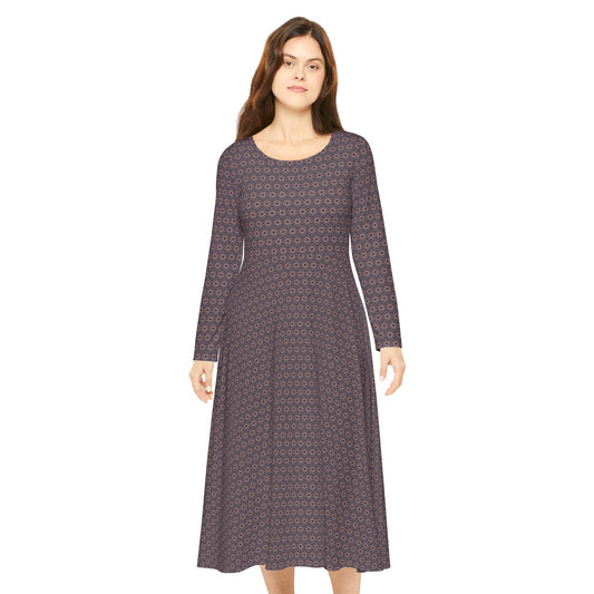 Women's "A-BYSS" Cymatic Aop Elegant Long Sleeve Dress