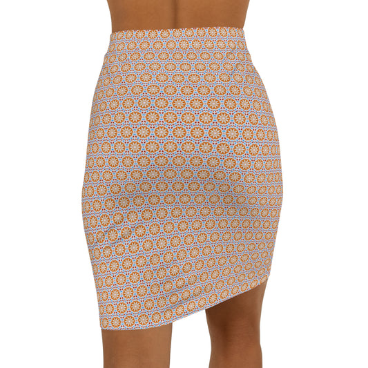 Women's “SOL” Cymatic Mid-Waist AOP Pencil Skirt