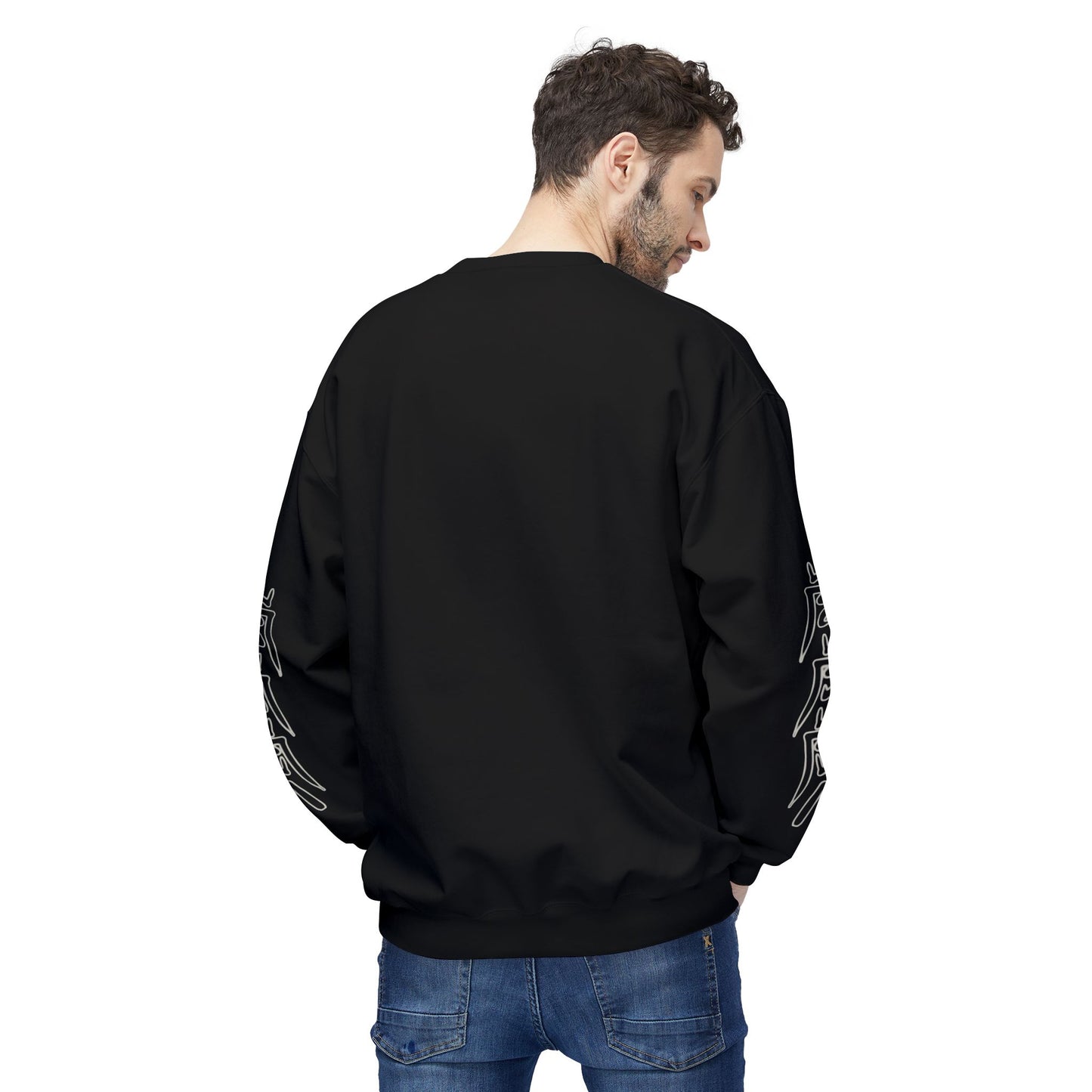 Men's 3ETD Wht Outline Logo Softstyle Flecce Crewneck