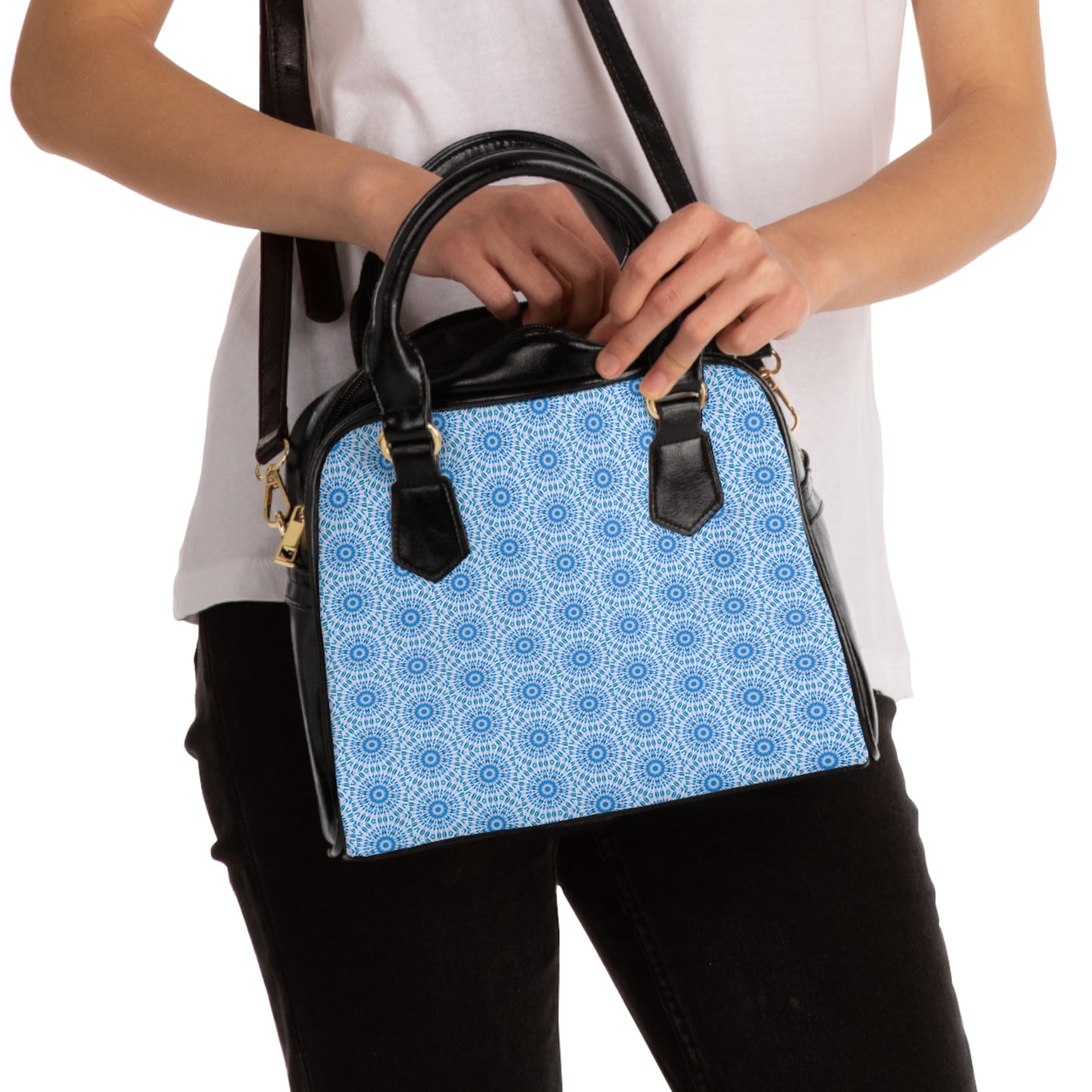 E-VEIL I Cymatic Aop Pu Shoulder Handbag