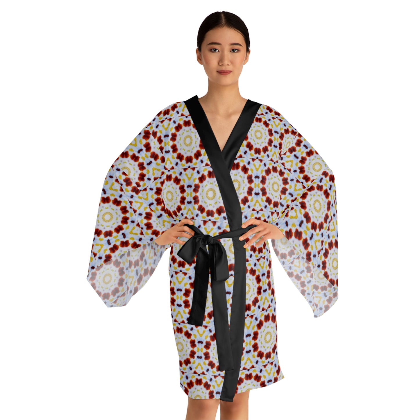 Women’s "MOSAIC" Cymatic Print Long Sleeve Kimono Robe