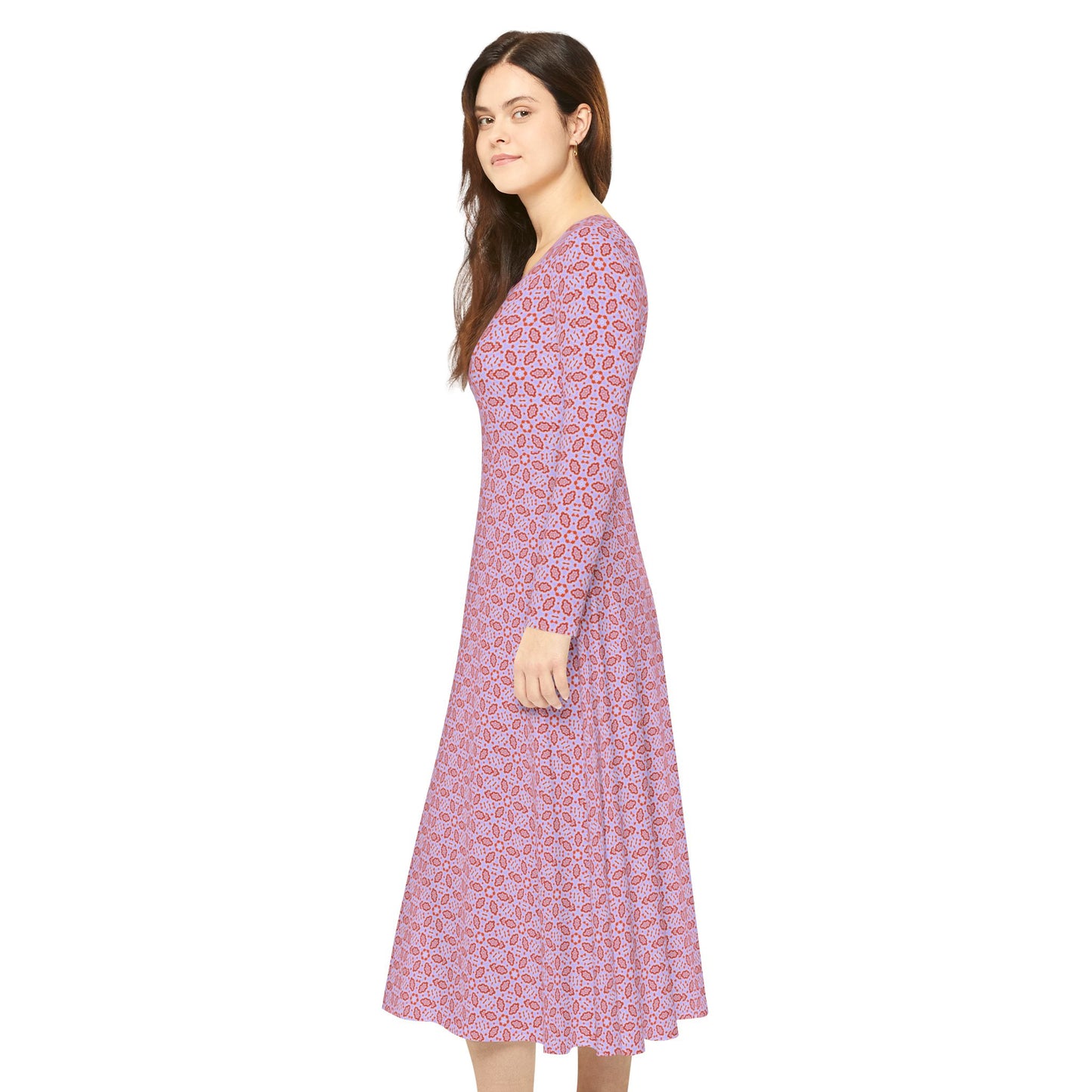 Women’s "HEXA" Cymatic Print Elegant Long Sleeve Dress