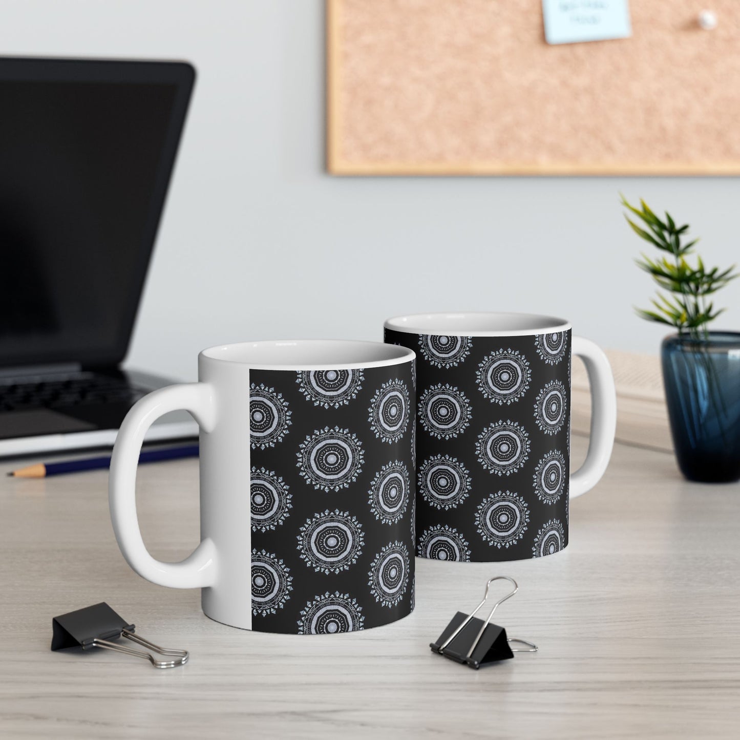 MAYA Cymatic AOP Ceramic Mug (Black)