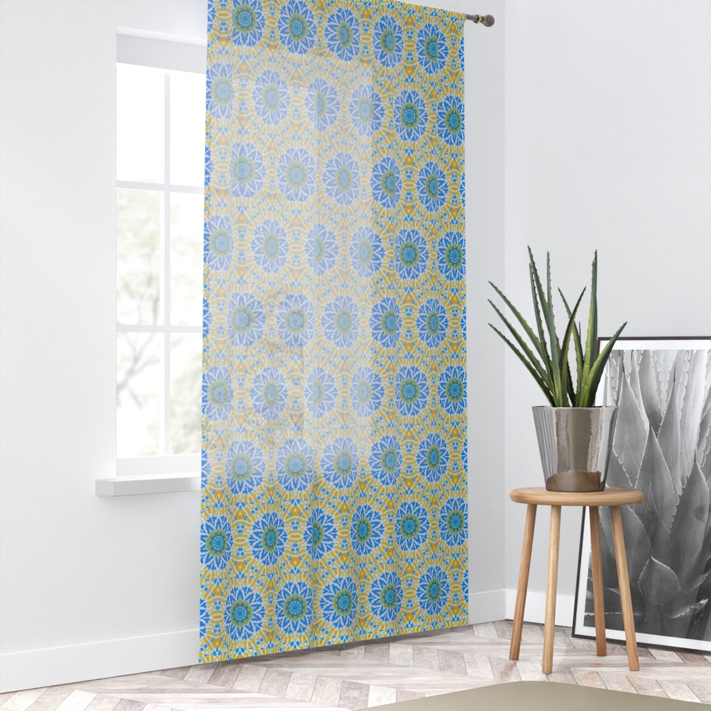 "GETA" Cymatic Print Window Curtain - Vibrant Design for Home Decor