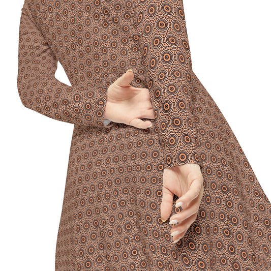 Women's "EYECEE" Cymatic Aop Elegant Long Sleeve Dress