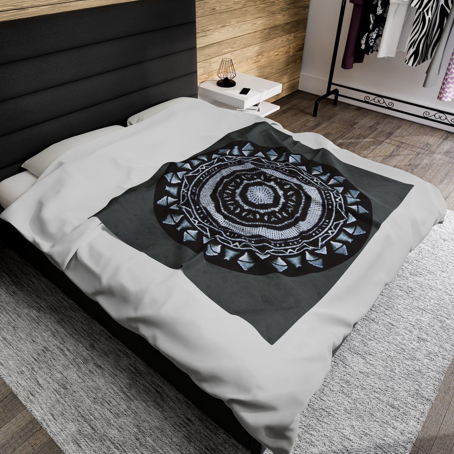 MAYA Cymatic Velveteen Blanket (Dark Grey)