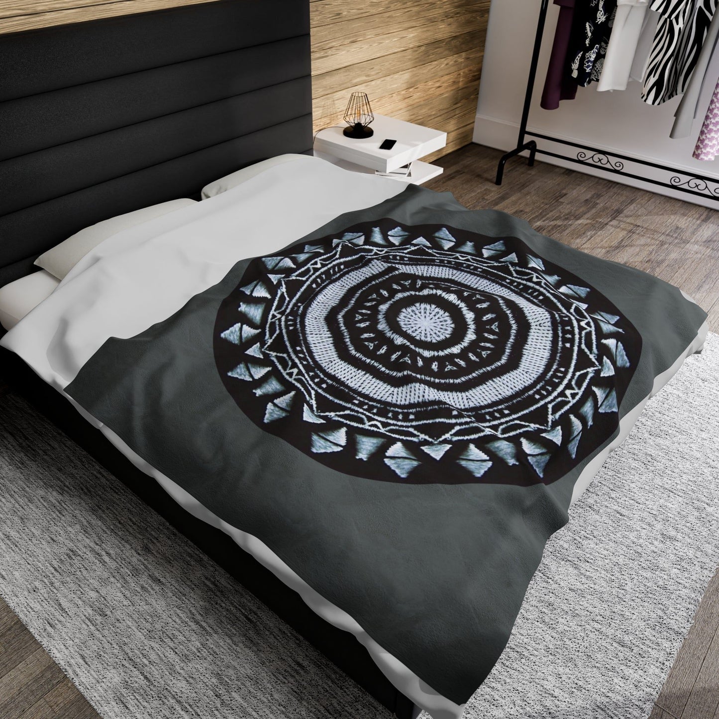 MAYA Cymatic Velveteen Blanket (Dark Grey)