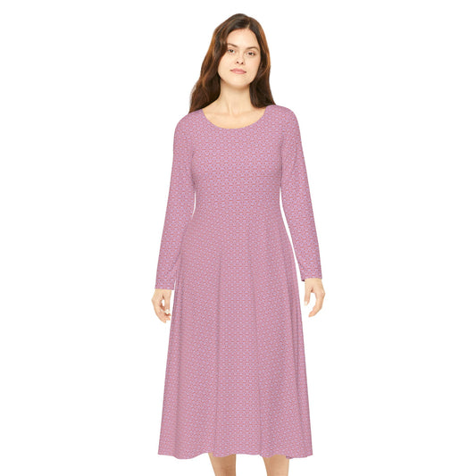 Women's "HEXA" Cymatic Aop Elegant Long Sleeve Dress
