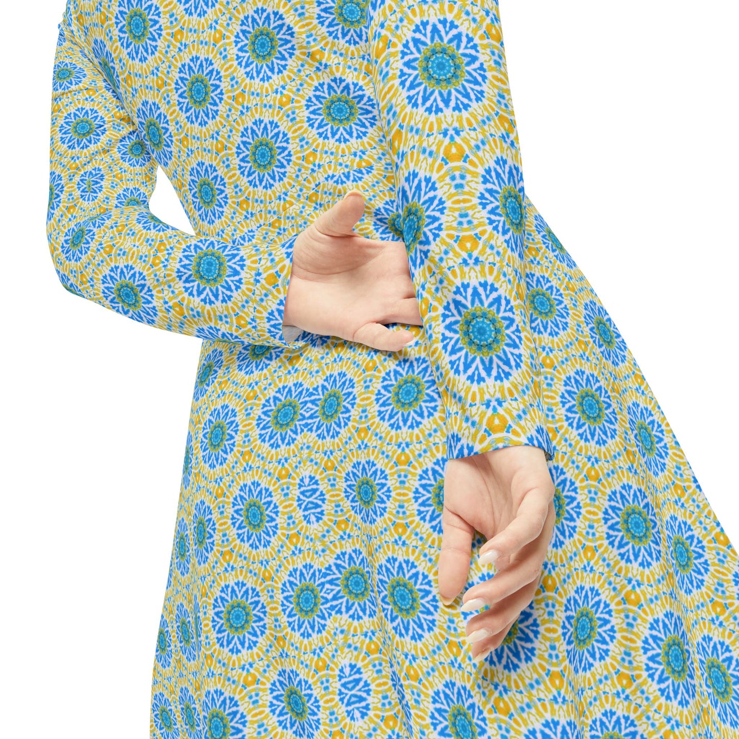 Women’s "GETA" Cymatic Print Elegant Long Sleeve Dress
