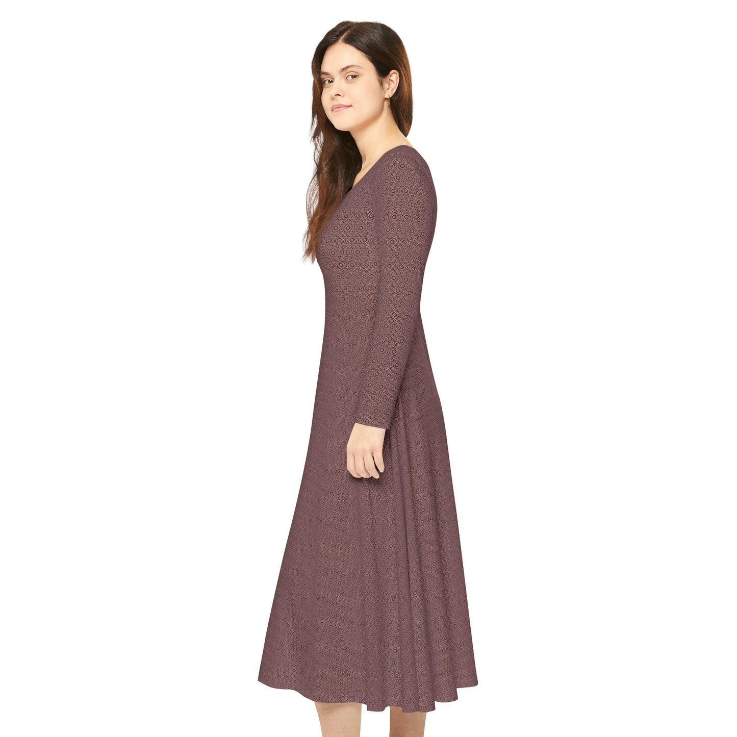 Women's "E-CLPS" Cymatic Aop Elegant Long Sleeve Dress