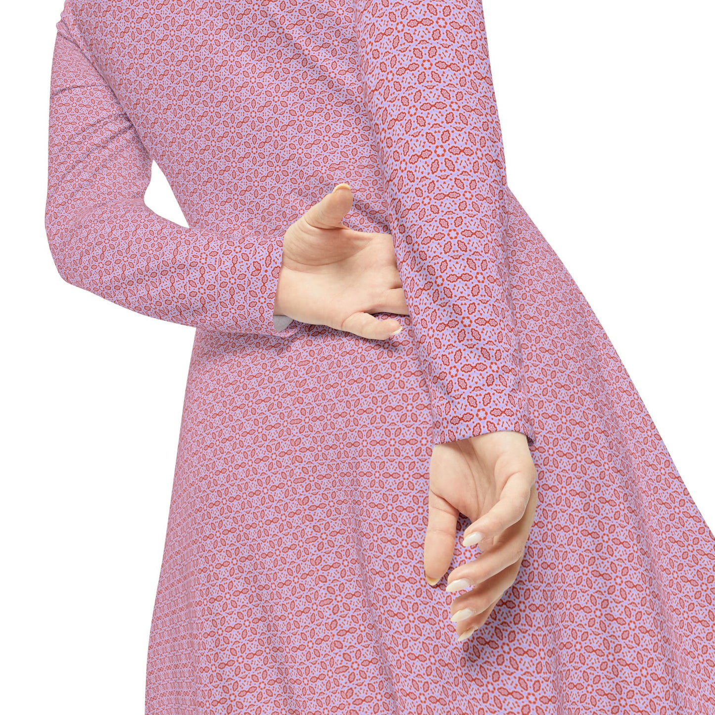 Women's "HEXA" Cymatic Aop Elegant Long Sleeve Dress