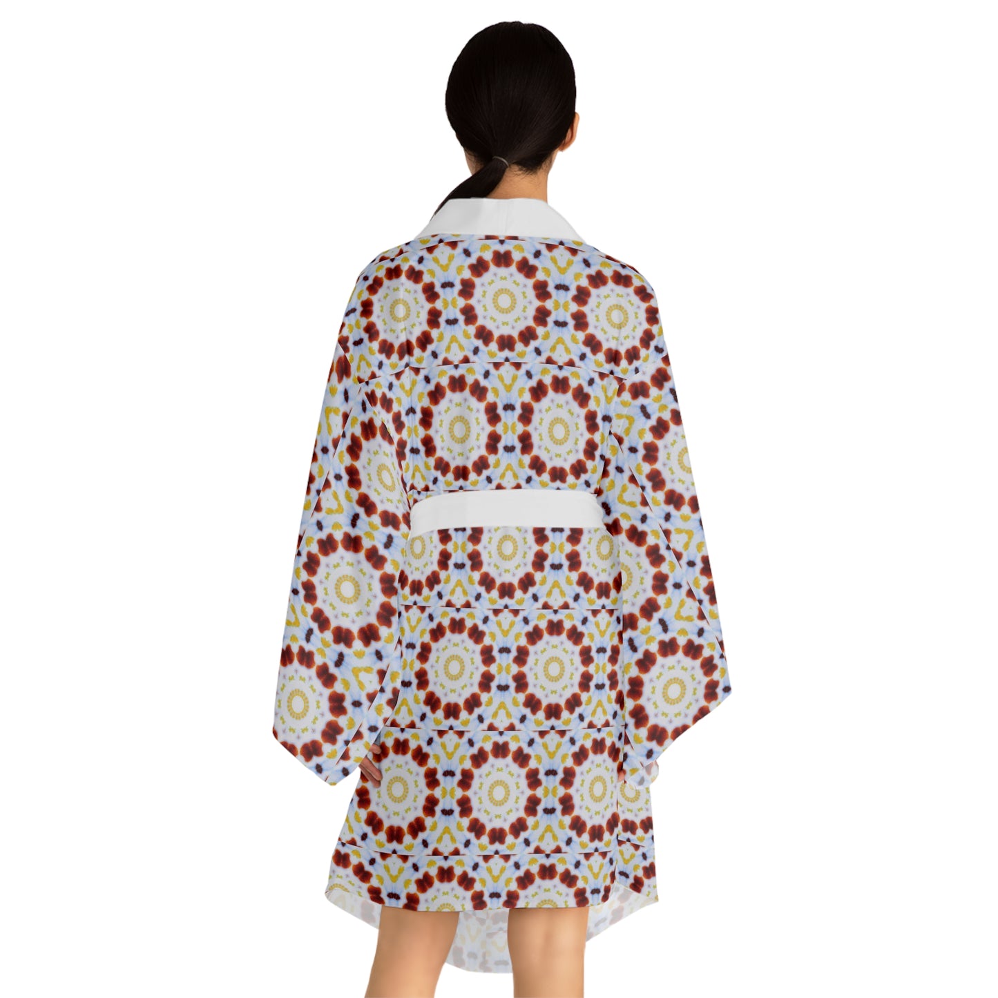 Women’s "MOSAIC" Cymatic Print Long Sleeve Kimono Robe