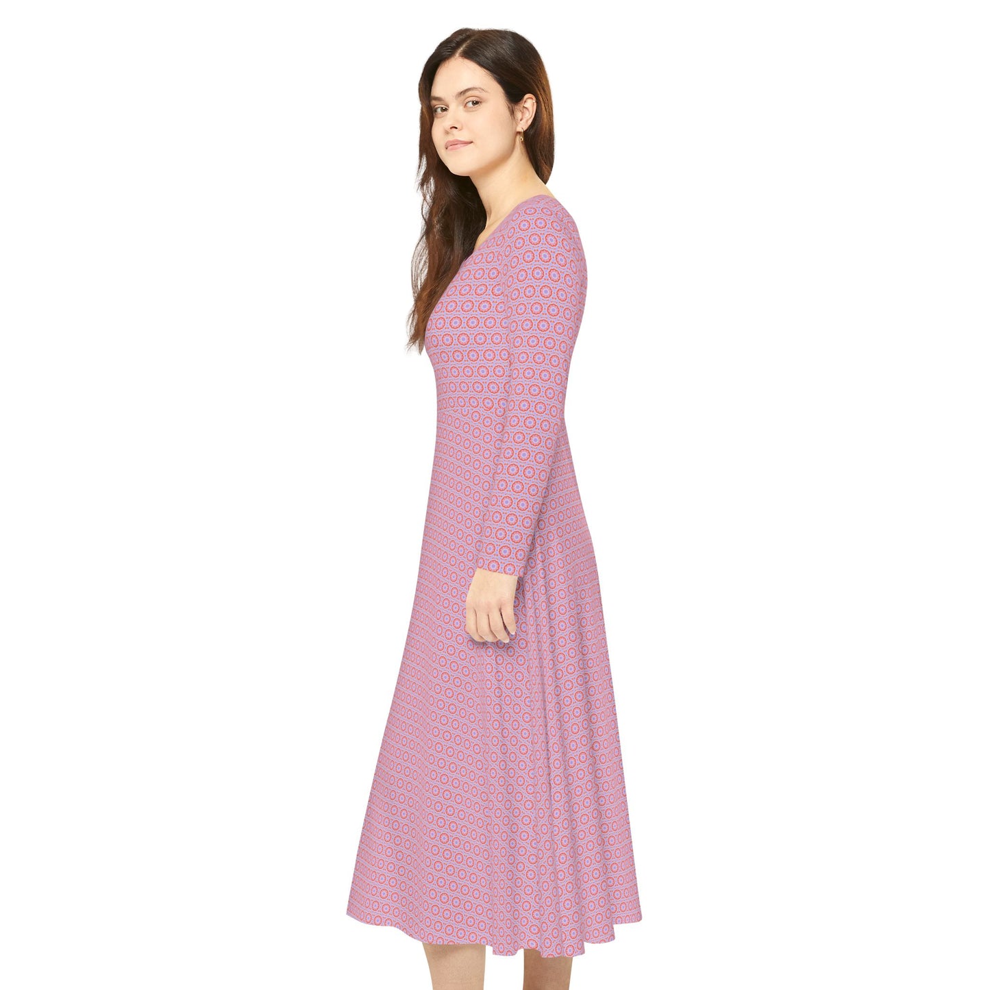 Women's "NEBU" Cymatic Aop Elegant Long Sleeve Dress