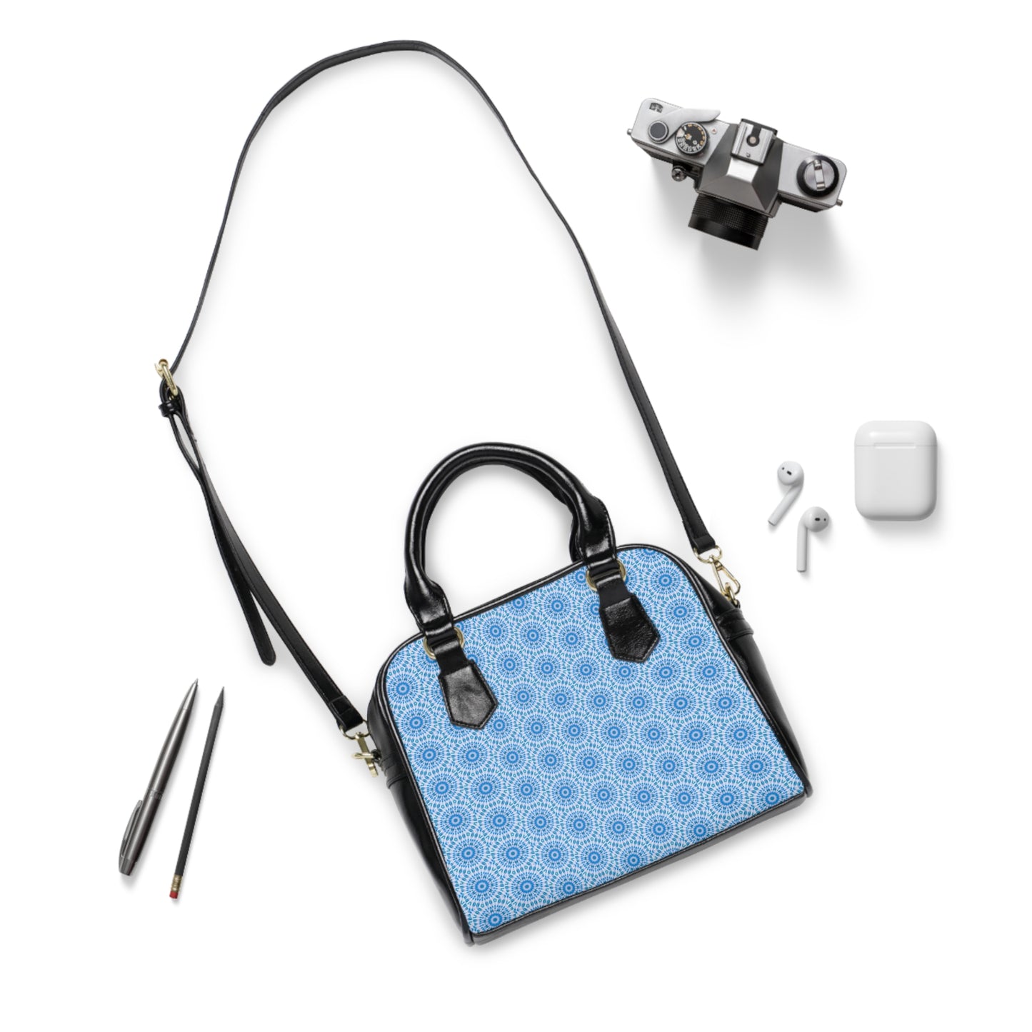 E-VEIL I Cymatic Aop Pu Shoulder Handbag