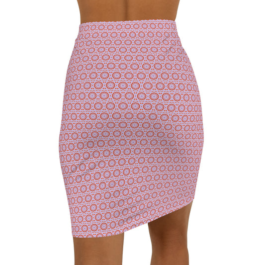 Women's “NEBU” Cymatic Mid-Waist AOP Pencil Skirt