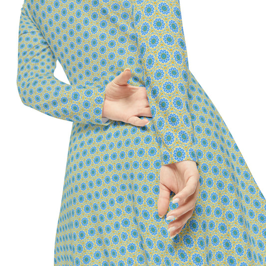 Women's "GETA" Cymatic Aop Elegant Long Sleeve Dress