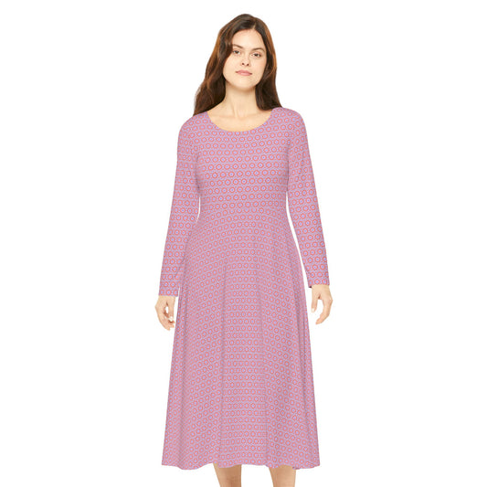 Women's "NEBU" Cymatic Aop Elegant Long Sleeve Dress