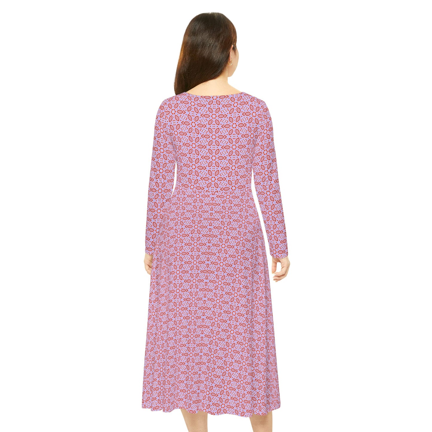 Women’s "HEXA" Cymatic Print Elegant Long Sleeve Dress