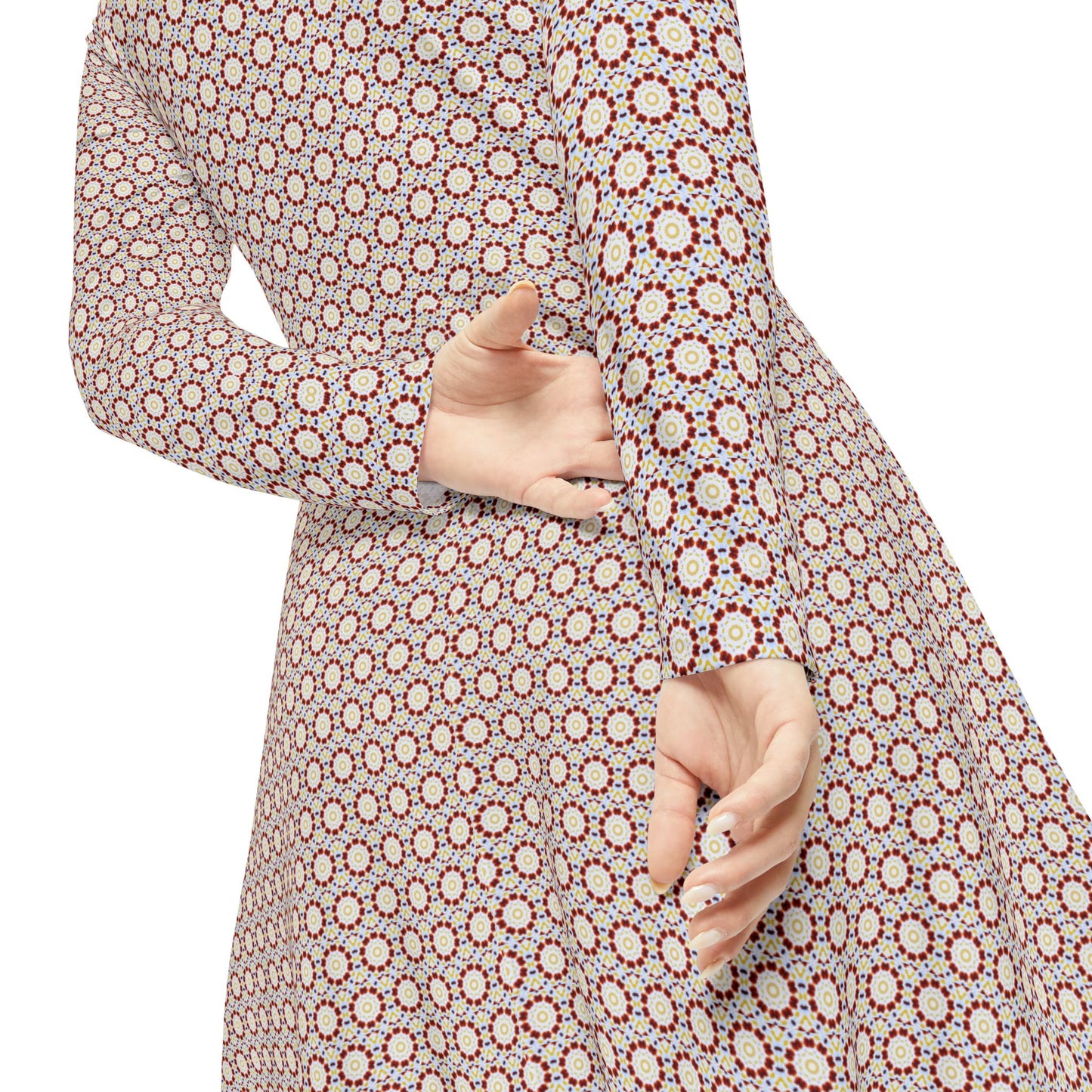 Women's "MOSAIC" Cymatic Aop Elegant Long Sleeve Dress