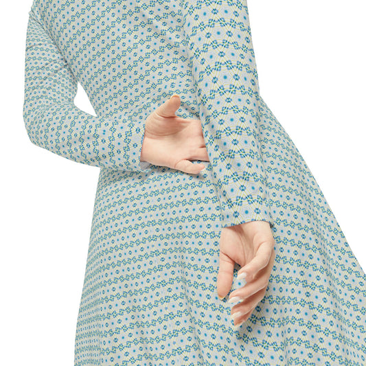 Women's "CYMANTIQUE" Cymatic Aop Elegant Long Sleeve Dress