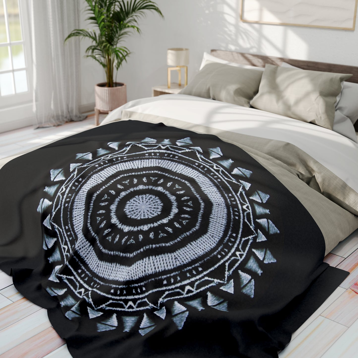 MAYA Cymatic Arctic Fleece Blanket (Black)