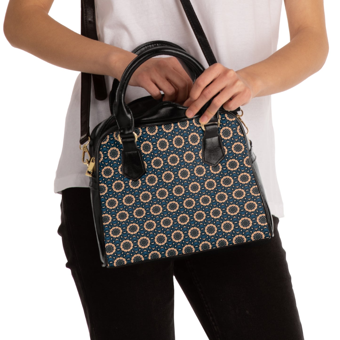 BLKSUN Cymatic Aop Pu Shoulder Handbag