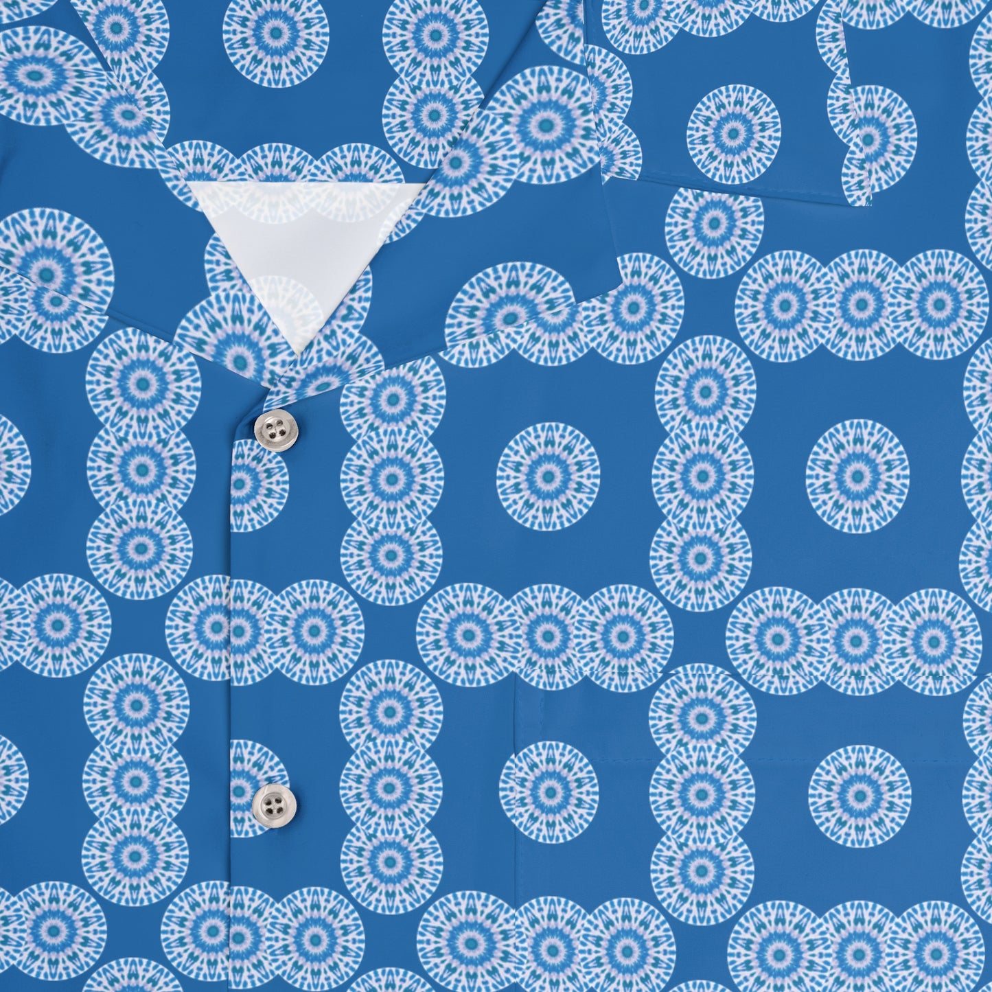 Men's "E-VEIL I" Cymatic Check Aop Boxy Shirt (Blue)