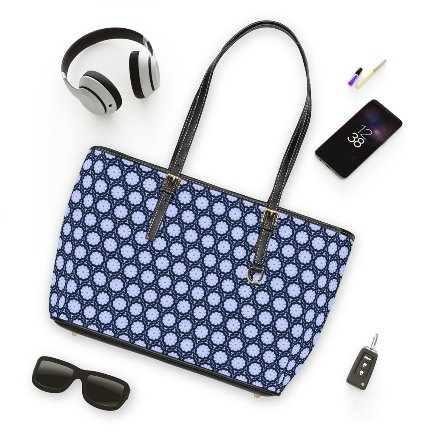 SNWFLK Cymatic Aop Pu Leather Shoulder Bag