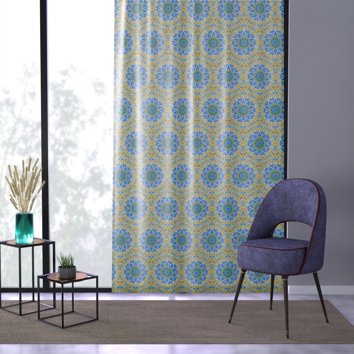 "GETA" Cymatic Print Window Curtain - Vibrant Design for Home Decor