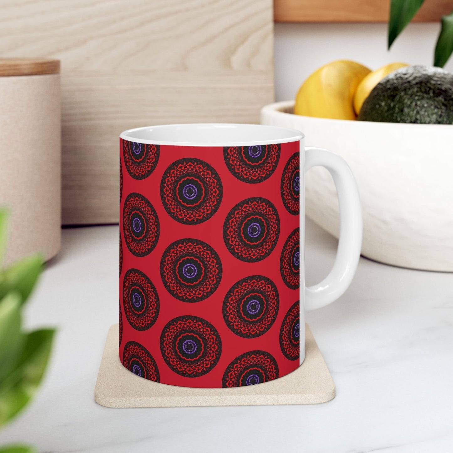 VESI Cymatic AOP Ceramic Mug (Dark Red)