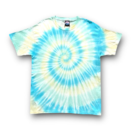 Royal Green, Yellow & Aquamarine Spiral Tie Dye T Shirt