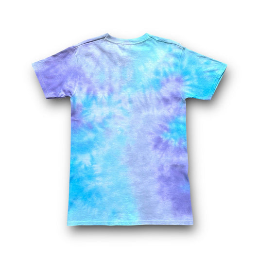 Purple, Sky Blue, Aquamarine & Grey Crumple Tie Dye T Shirt
