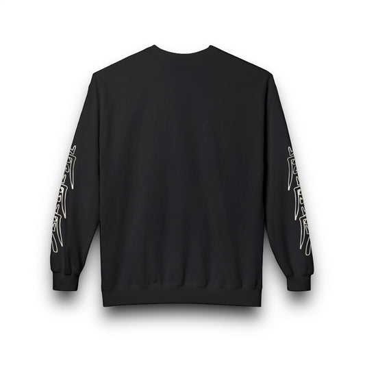 Men's 3ETD Wht Outline Logo Softstyle Flecce Crewneck