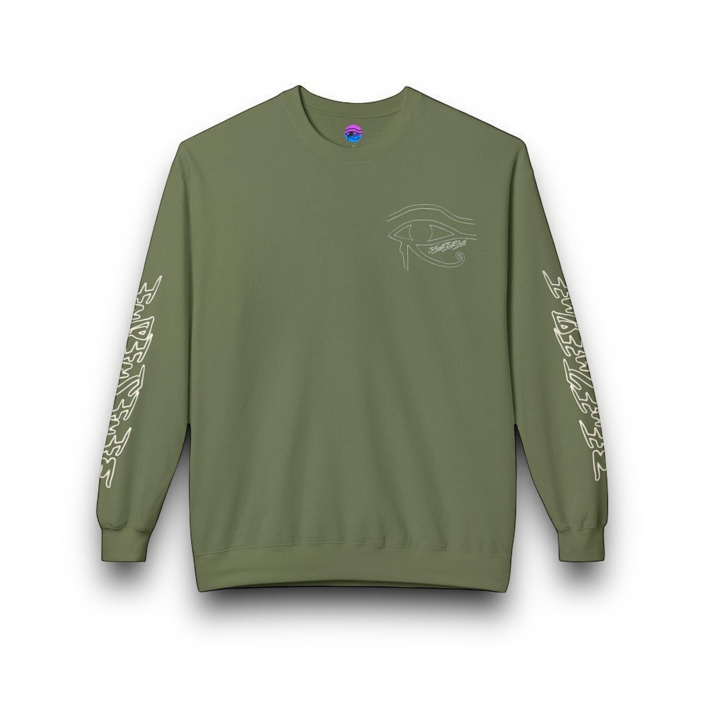 Men's 3ETD Wht Outline Logo Softstyle Flecce Crewneck