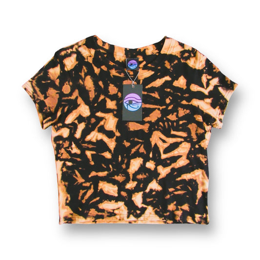 Crumple Bleach Tie Dye Crop T Shirt