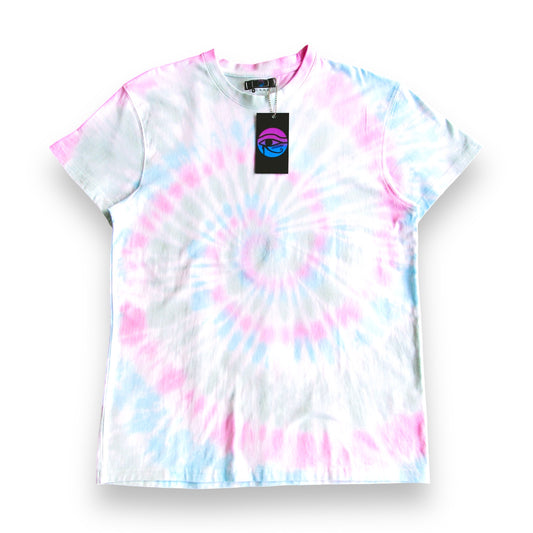 Pink, Aqua & Dark Green Spiral Tie Dye T Shirt