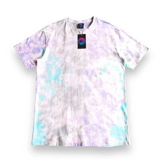 Purple, Sky Blue & Grey Crumple Tie Dye Oversized T Shirt