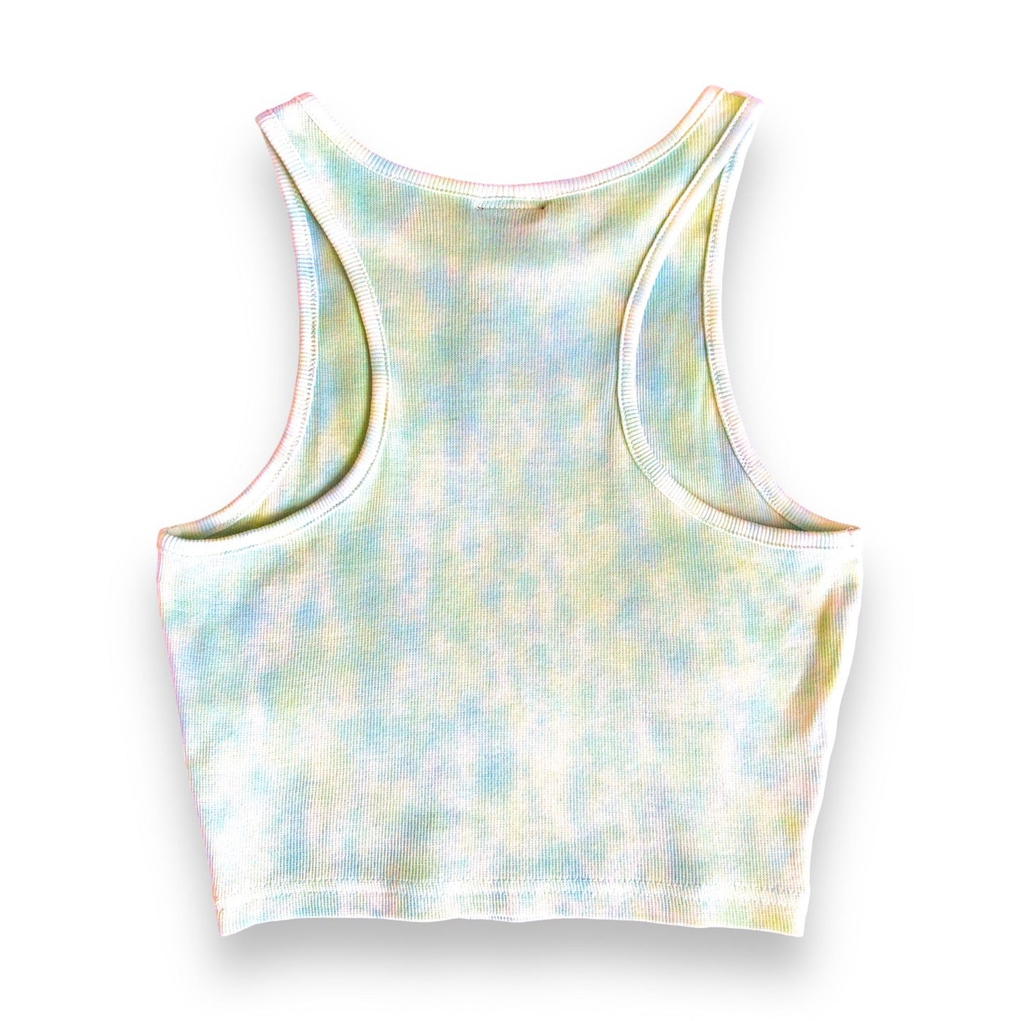 Green, Sky Blue & Aquamarine Abstract Crop Top