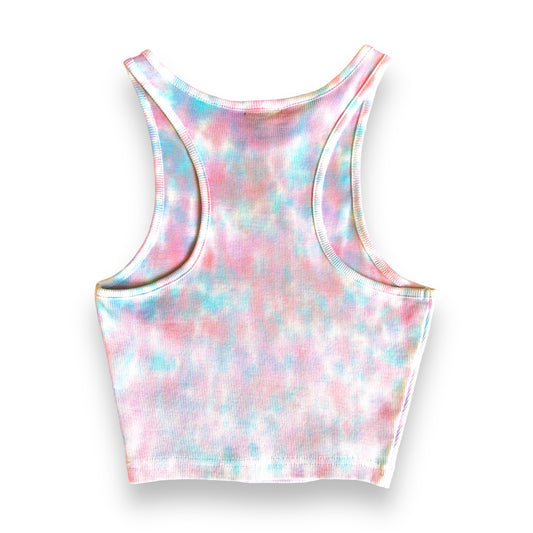 Red, Pink & Aquamarine Abstract Crop Top
