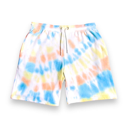 Blue, Orange & Yellow Sunburst Tie Dye Shorts